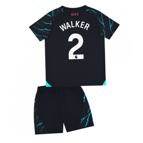Fotballdrakt Barn Manchester City Kyle Walker #2 Tredjedraktsett 2023-24 Kortermet (+ Korte bukser)